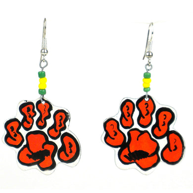 Recycled Tiger Paw Earrings Handmade and Fair Trade