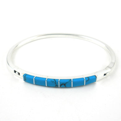 Turquoise Clip Alpaca Silver Bracelet - Artisana