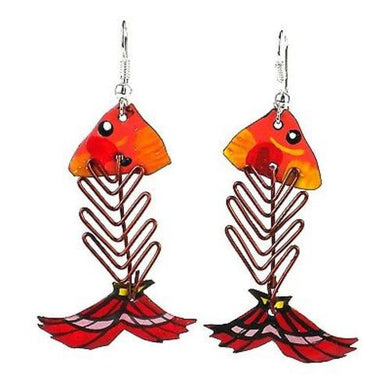 Recycled Tin and Wire Fish Bone Earrings - Creative Alternatives