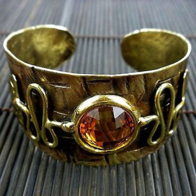 Tribal Brass and Crystal Cuff Handmade and Fair Trade
