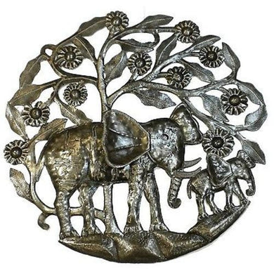 Steel Drum Art - 24 inch Elephant and Calf Handmade and Fair Trade