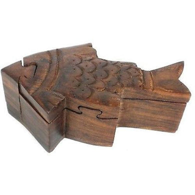 Handcrafted Sheesham Wood Fish Puzzle Box Handmade and Fair Trade