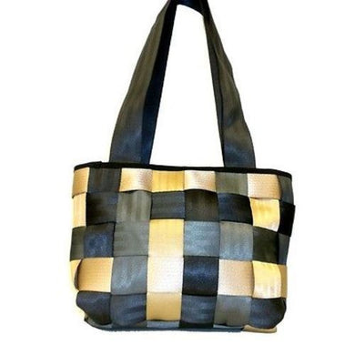 Upcycled Checkered Seat Belt Handbag Handmade and Fair Trade