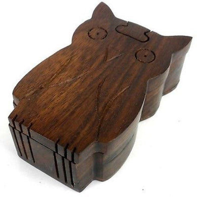 Handcrafted Sheesham Wood Owl Puzzle Box Handmade and Fair Trade
