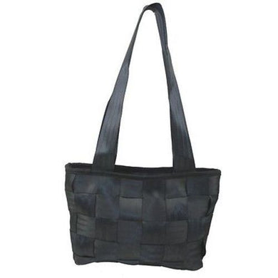 Upcycled Black Seat Belt Handbag Handmade and Fair Trade