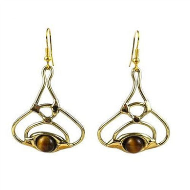 Golden Tiger Eye Bloom Brass Earrings Handmade and Fair Trade