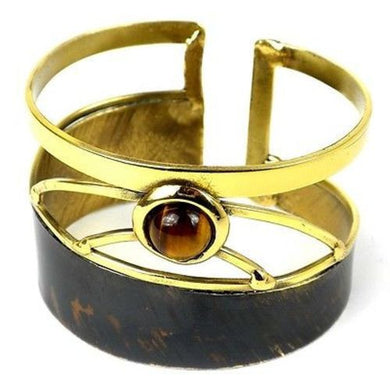 Tiger Eye Rectangle Brass Cuff Handmade and Fair Trade