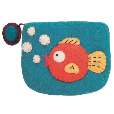 Felt Coin Purse - Gold Fish Handmade and Fair Trade