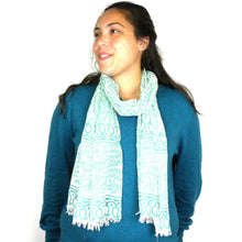 Leaves and Paisley Design  Cotton Scarf with Fringe - Asha Handicrafts
