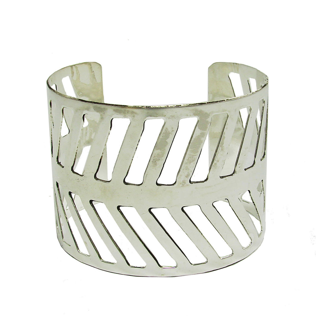 Chevron Path Cuff - silver Handmade and Fair Trade