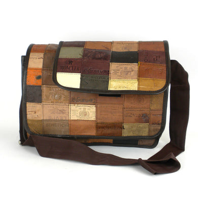 Large Leather Label Messenger Bag Handmade and Fair Trade