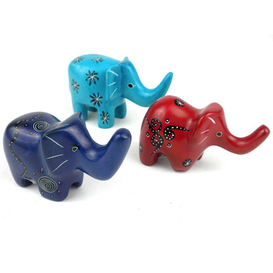 Set of 3 Mini Handcrafted Soapstone Elephants Handmade and Fair Trade