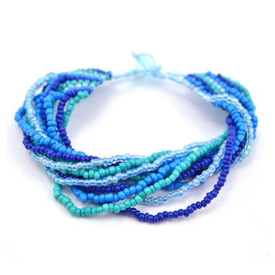 12 Strand Bead Bracelet - Blue/Green - Lucias Imports (J)
