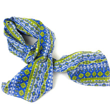 Blue and Green Glyph Cotton Scarf - Asha Handicrafts