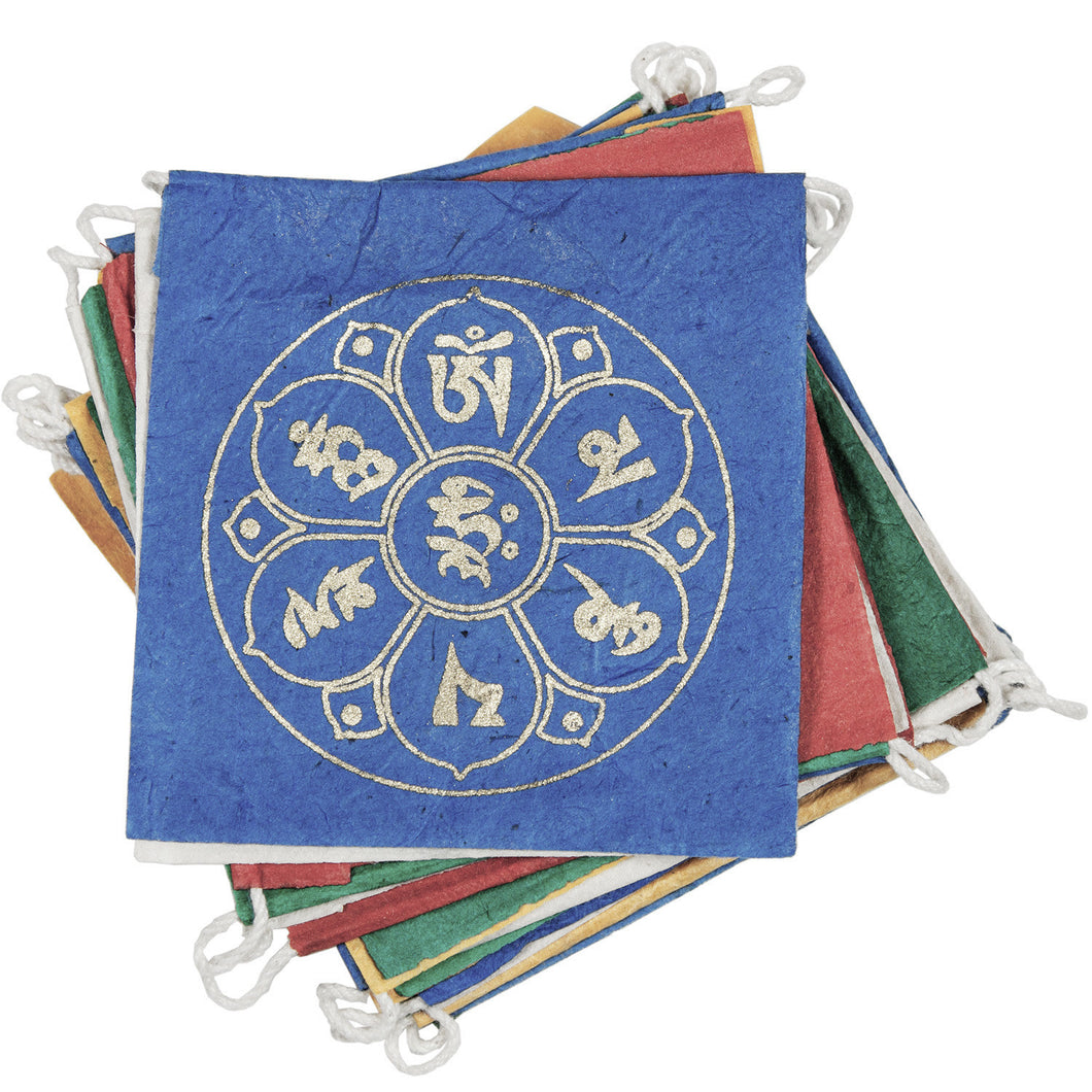 Paper Prayer Flag Om Lotus 8 ft. long - Tibet Collection