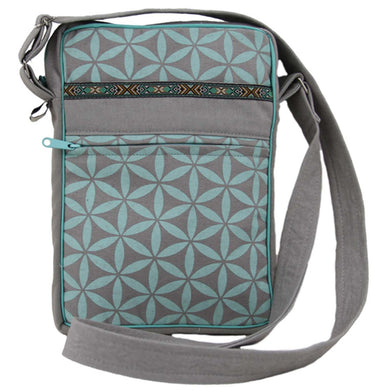 Flower of Life Festival Bag Grey/Turquoise - Global Groove (B)