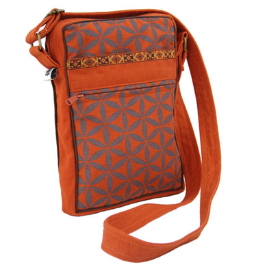 Flower of Life Festival Bag - Terracotta/Grey - Global Groove (B)