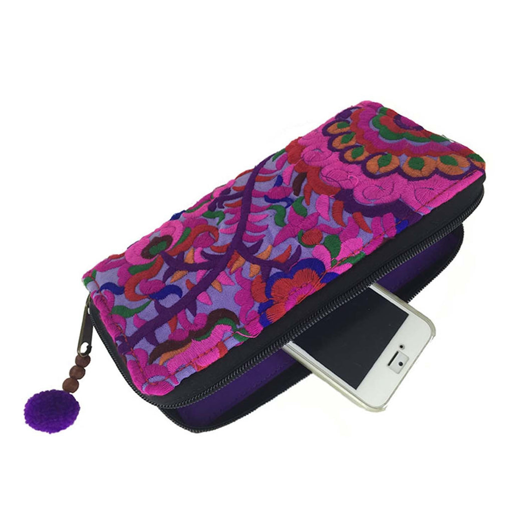 Blossom Zippered Wallet - Purple - Global Groove (P)
