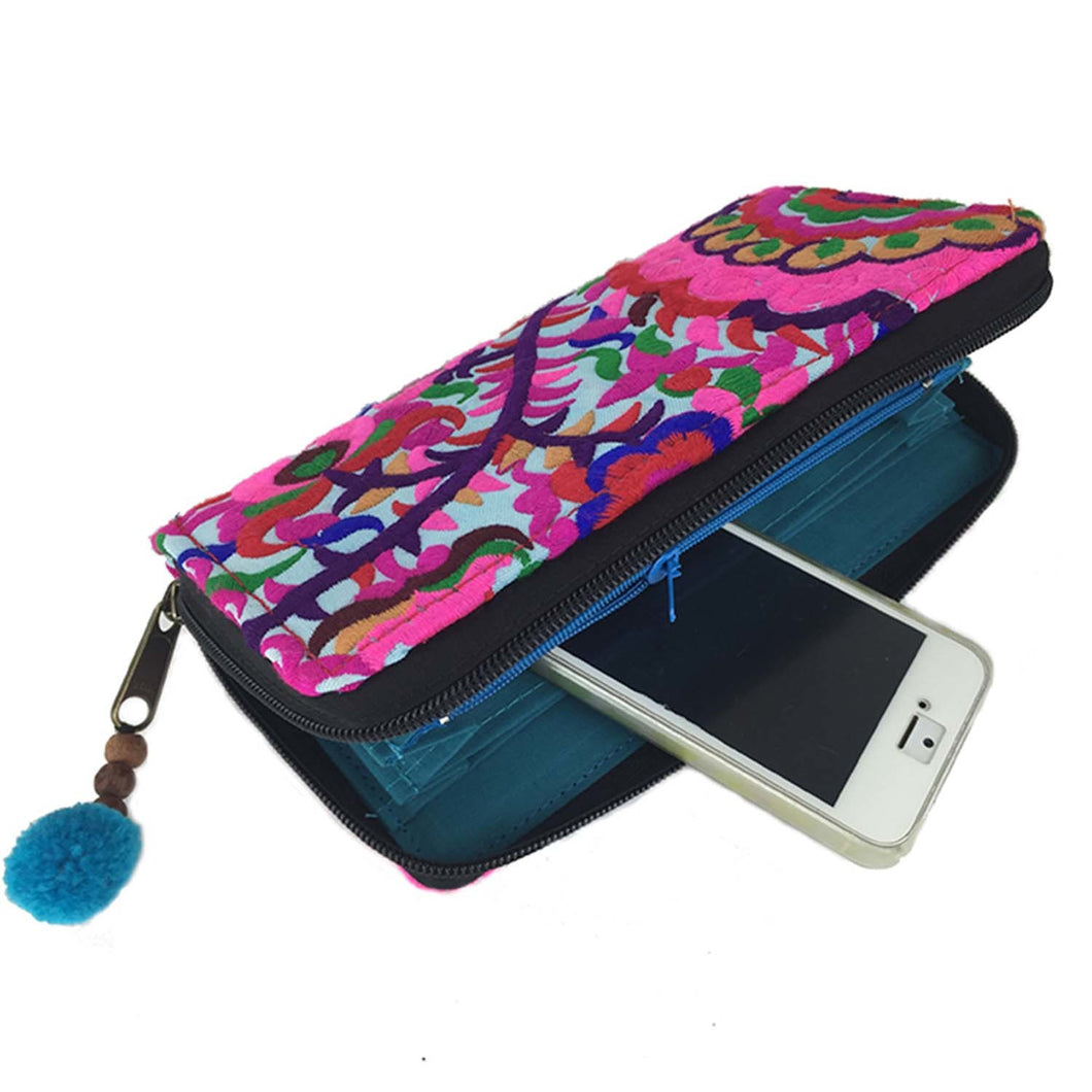 Blossom Zippered Wallet - Turquoise - Global Groove (P)
