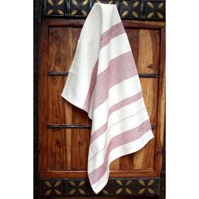 Red Stripes Cotton Kitchen Towel - Sustainable Threads (L)