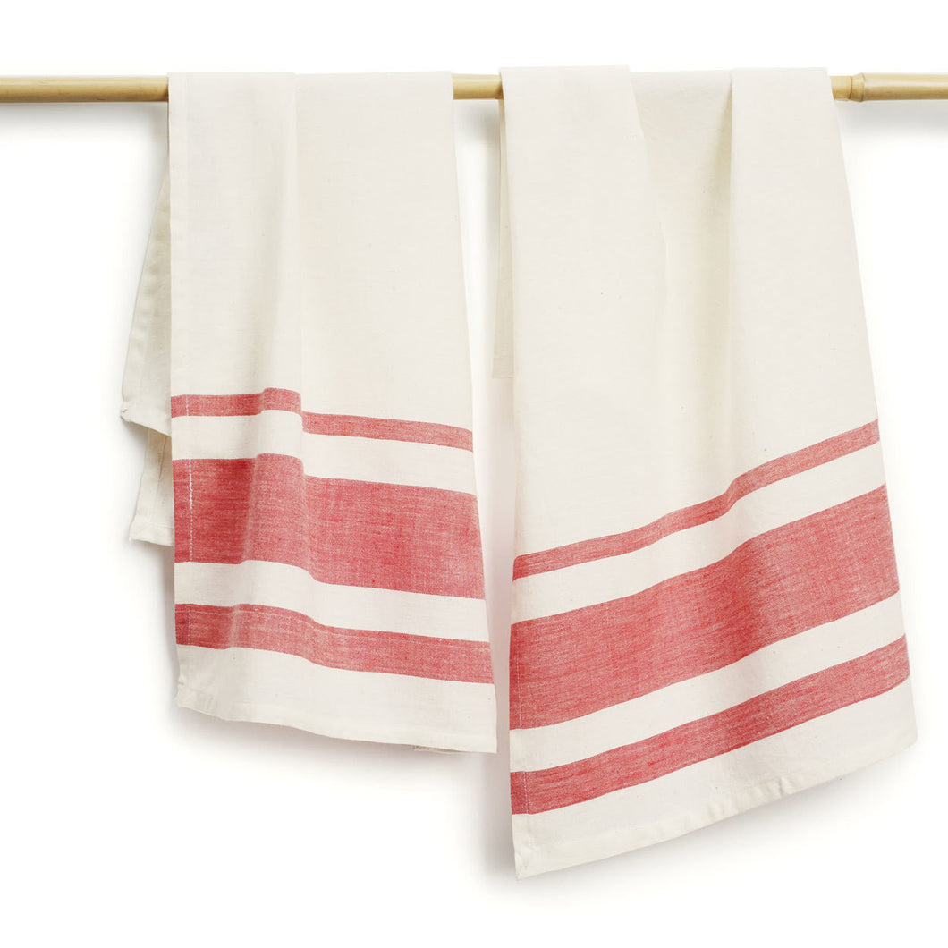 Rose Stripes Cotton Tea Towels Set of 2 - Sustainable Threads (L)
