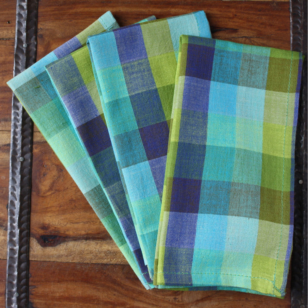 Blue Madras 16 inch Cotton Napkin Set of 4 - Sustainable Threads (L)