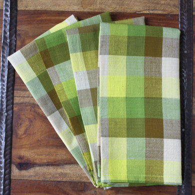 Green Madras 16 inch Cotton Napkin Set of 4 - Sustainable Threads (L)