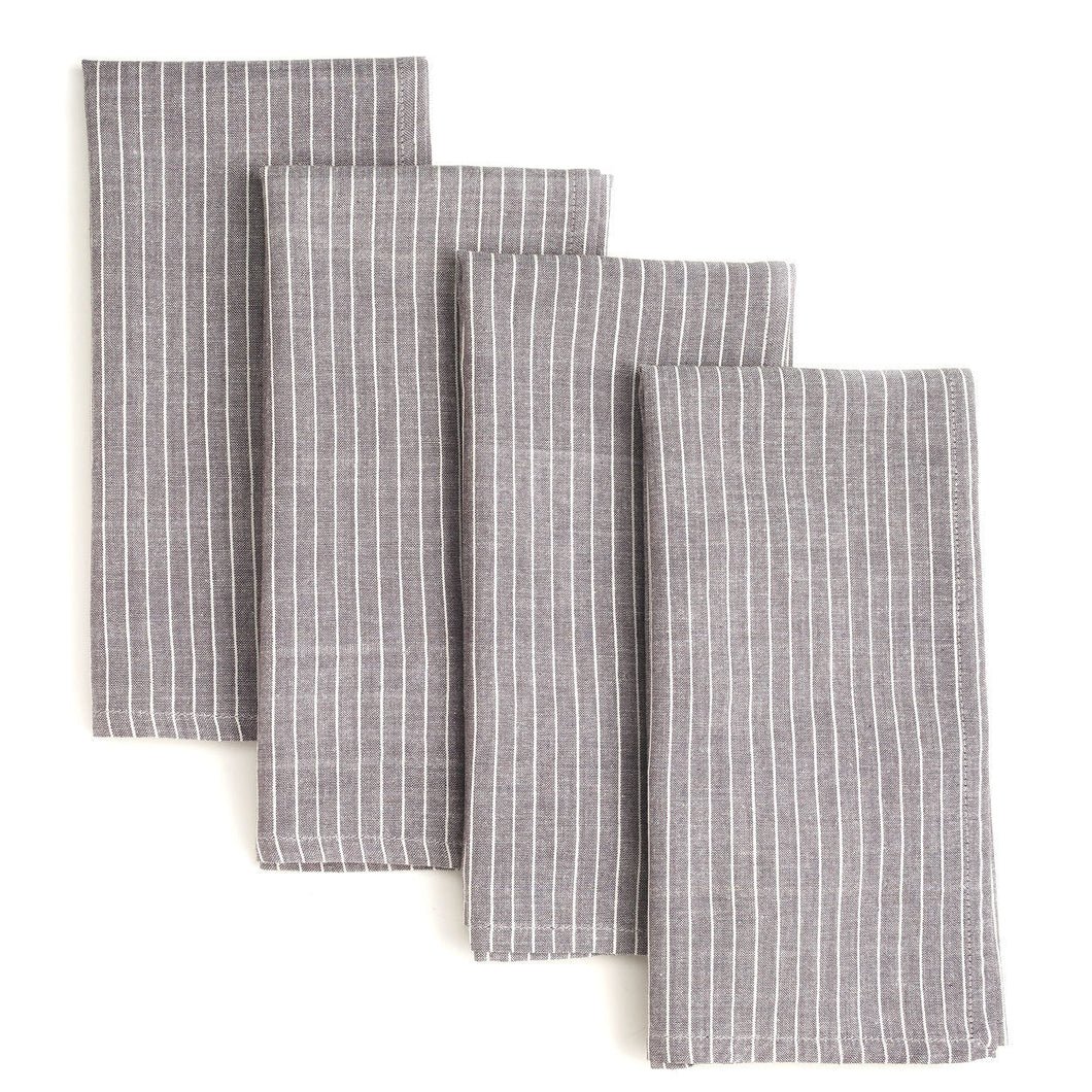 Grey Stripes 20 inch Cotton Napkin Set of 4 - Sustainable Threads (L)