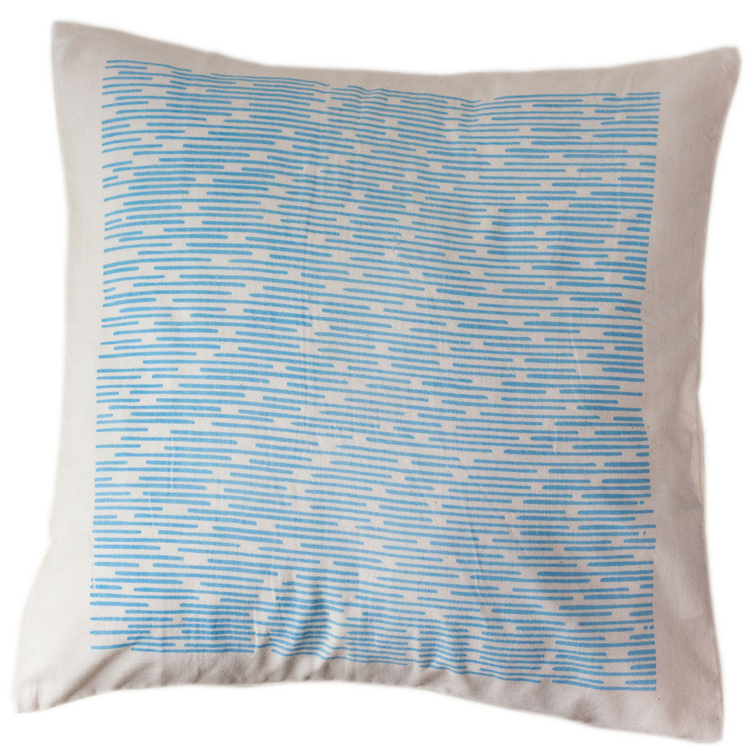 Blue Dashes Pillow Cover 12 by 12 - Sustainable Threads (L)