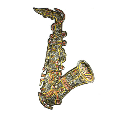 Painted Metal Sax Horn 13 inch - Croix des Bouquets