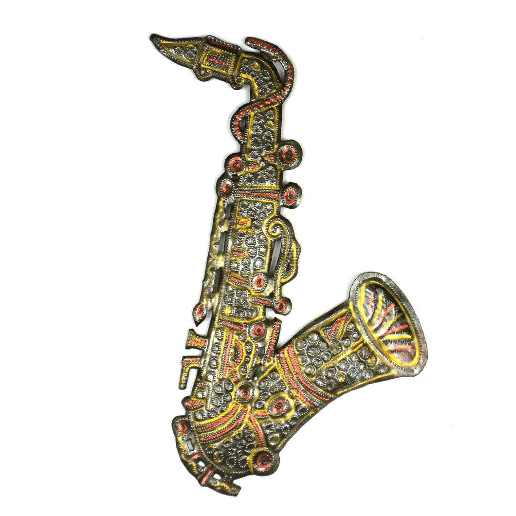 Painted Metal Sax Horn 13 inch - Croix des Bouquets