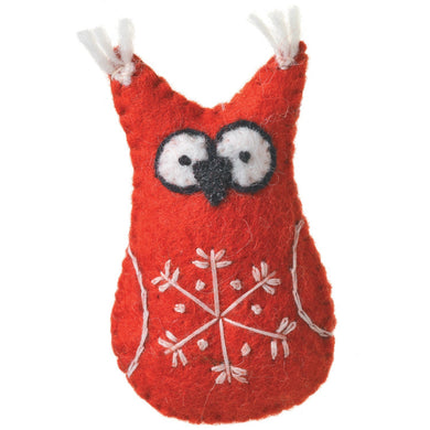 Red Owl Felt Ornament - Wild Woolies (H)