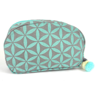 Flower of Life Makeup Bag Grey/Turquoise/Small - Global Groove (P)