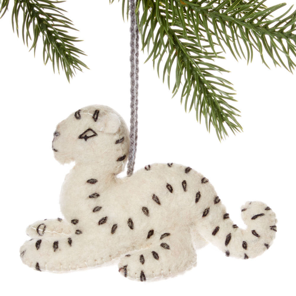 Snow Leopard Felt Holiday Ornament - Silk Road Bazaar (O)