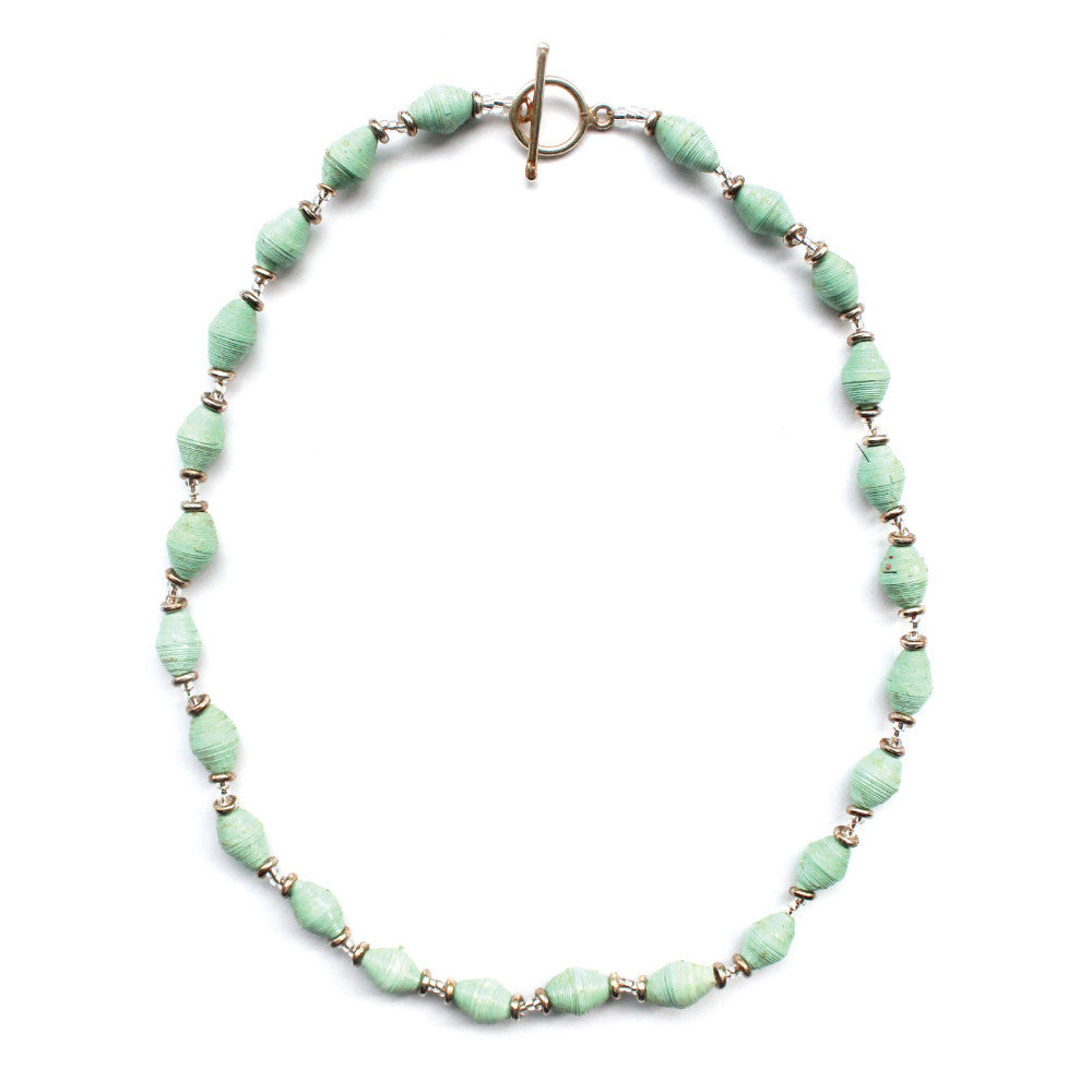 Single Strand Magazine Bead Necklace Seafoam - Imani Workshop (J)