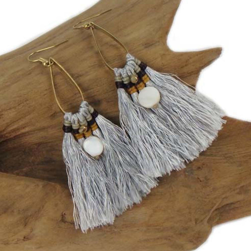 Fringe Earrings - Silver - Global Groove (J)