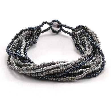 12 Strand Bracelet- Black Gray - Lucias Imports (J)
