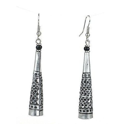 Stamped Recycled Cooking Pot 'Cone' Earrings Handmade and Fair Trade