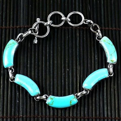 Handcrafted Mexican Alpaca Silver and Turquoise Curve Bracelet Handmade and Fair Trade
