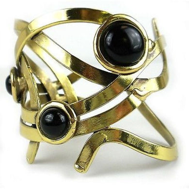 Dancing Onyx Brass Cuff Handmade and Fair Trade