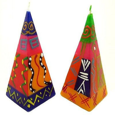 Set of Two Hand-Painted Pyramid Candles - Shahida Design Handmade and Fair Trade