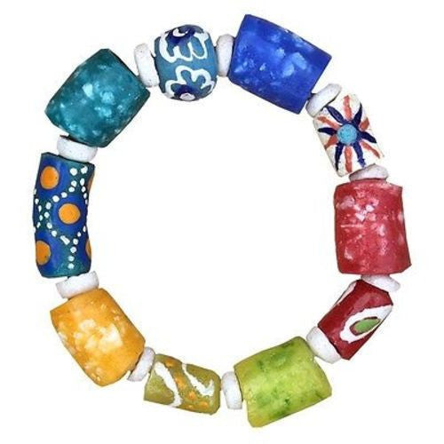 Recycled Glass Marble Bracelet in Rainbow Handmade and Fair Trade