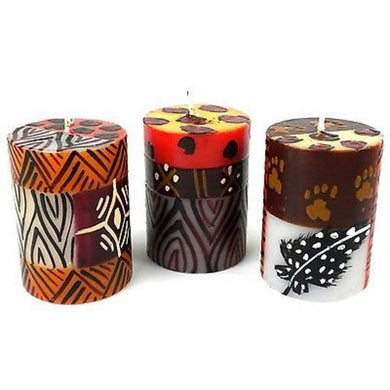Set of Three Boxed Hand-Painted Candles - Uzima Design Handmade and Fair Trade