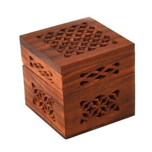 Handmade Small Lattice Cutwork Wood Box Handmade and Fair Trade