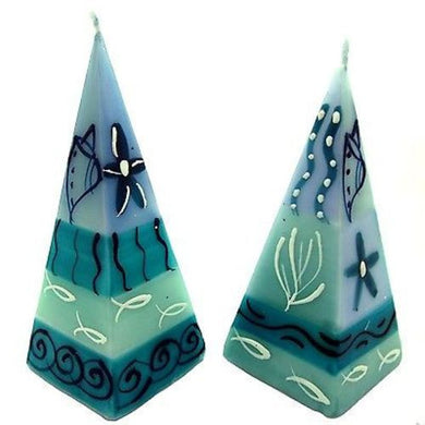 Set of Two Hand-Painted Pyramid Candles - Samaki Design Handmade and Fair Trade