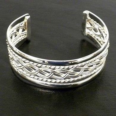 Silver Overlay Cuff Braided Design Handmade and Fair Trade