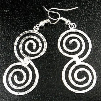 Hammered Scroll Silver Overlay Earrings Handmade and Fair Trade
