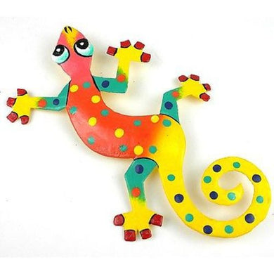 Eight Inch Yellow Tail Metal Gecko - Caribbean Craft