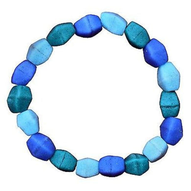 Ocean Blue Glass Pebbles Bracelet Handmade and Fair Trade