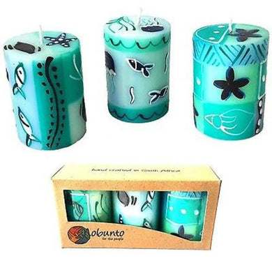 Set of Three Boxed Hand-Painted Candles - Samaki Design Handmade and Fair Trade